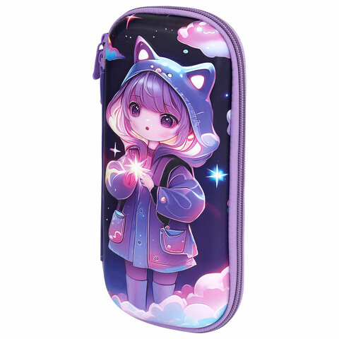 Пенал ЮНЛАНДИЯ, 1 отделение, 1 откидная планка, карман, EVA покрытие soft-touch, 22х10х5 см, "Sky Girl", 273183 - фото 1
