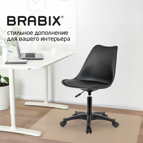 Кресло стул BRABIX "Eames MG-310 PL", пластик черный, экокожа черная, 532927 - фото 16