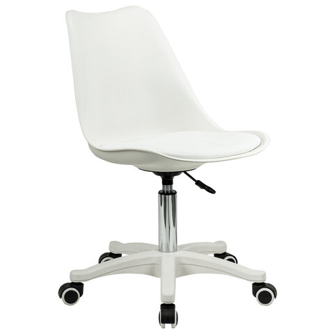 Кресло стул BRABIX "Eames MG-310 PL", пластик белый, экокожа белая, 532926 - фото 1