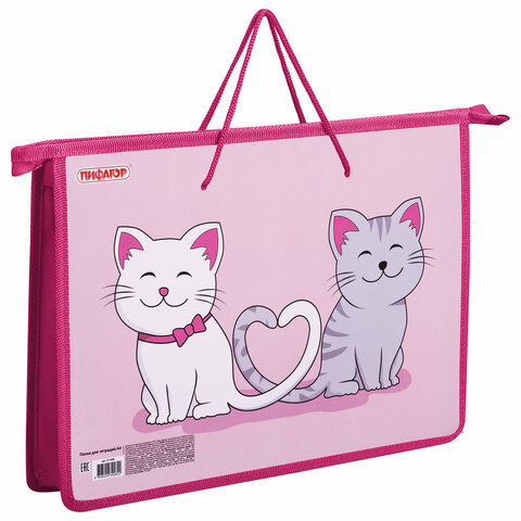 Папка на молнии с ручками ПИФАГОР А4, 1 отделение, пластик, ручки-шнурок, "Best Buds", 271469 - фото 1