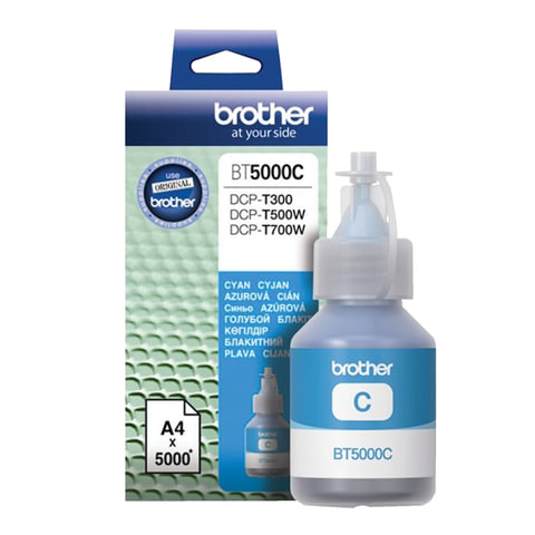 Чернила BROTHER (BT5000C) для СНПЧ Brother DCP-T310/T510W\T710W, голубые, оригинальные, ресурс 5000 страниц - фото 1