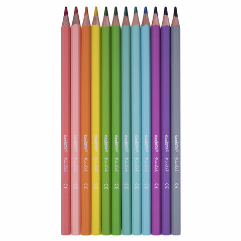 Карандаши цветные пастельные CARIOCA "Pastel", 12 цветов, ПВХ-чехол, шестигранные, грифель 3,3 мм, натуральное дерево, 43034 - фото 2