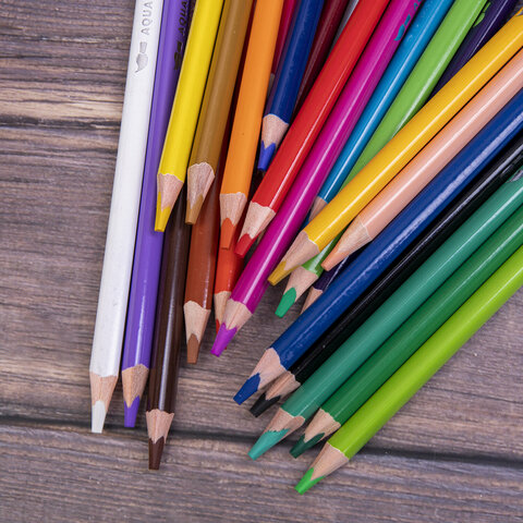 Карандаши цветные акварельные BRAUBERG PREMIUM AQUARELLE, 24 цвета, трехгранные, утолщенный грифель 4 мм, натуральное дерево, 181673 - фото 8