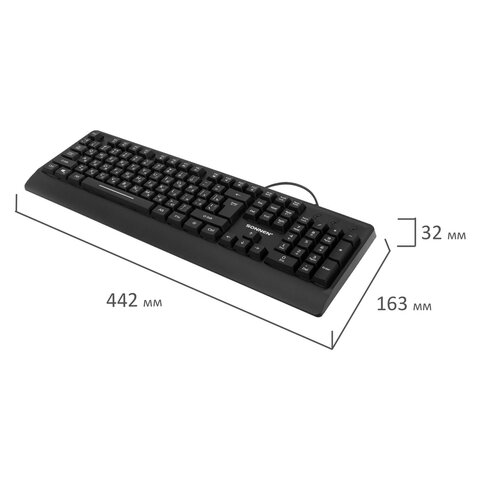 Клавиатура проводная USB, 104 клавиши, LED-подсветка, SONNEN K305, черная, 513948 - фото 7