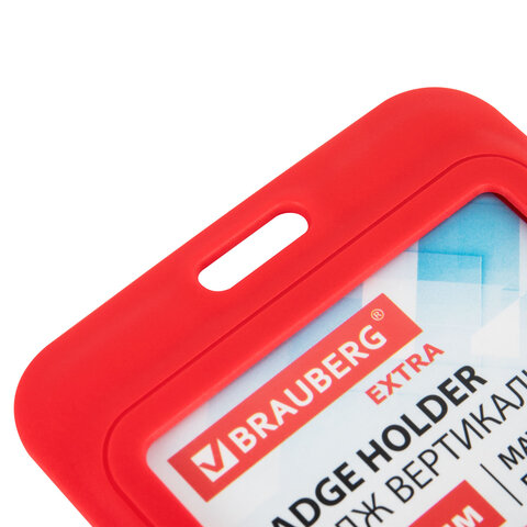 Бейдж вертикальный (85х54 мм), красный, МАТОВАЯ ПОВЕРХНОСТЬ, BRAUBERG EXTRA, 238816 - фото 6