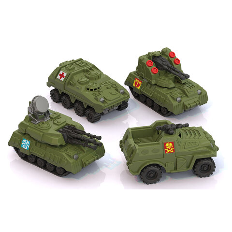 Военные машины игрушечные в наборе, пластиковые, 4 шт., 7x14x30 см, НОРДПЛАСТ, 349/1 - фото 1