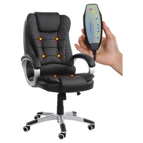Кресло офисное BRABIX "Comfort MS-003", 6 массажных модулей, экокожа, черное, 532521 - фото 1