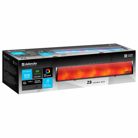 Колонка портативная-саундбар DEFENDER Z8, 10Вт, 1200 мАч, Bluetooth, FM, питание от USB, 65118 - фото 11