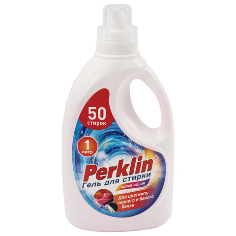 Гель для стирки для всех типов тканей, 50 стирок, 1 л, PERKLIN (ПЕРКЛИН) SUPER COLOR, 609778 - фото 1