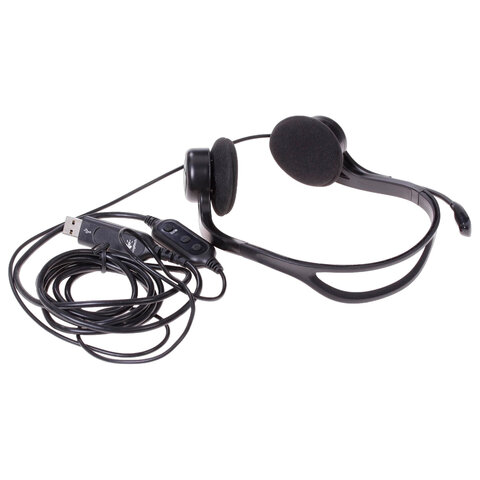 Наушники с микрофоном (гарнитура) LOGITECH PC 960, проводная, компьютерная, 2,4 м, стерео, USB, черная, 981-000100 - фото 5