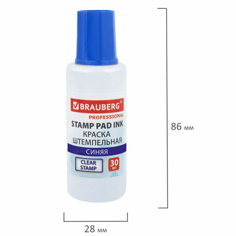 Краска штемпельная BRAUBERG PROFESSIONAL, clear stamp, синяя, 30 мл, на водной основе, 227981 - фото 6