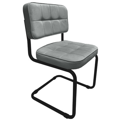 Стулья КОМПЛЕКТ 2 шт., РС14М, черный каркас, велюр, графит, разобранные - фото 2