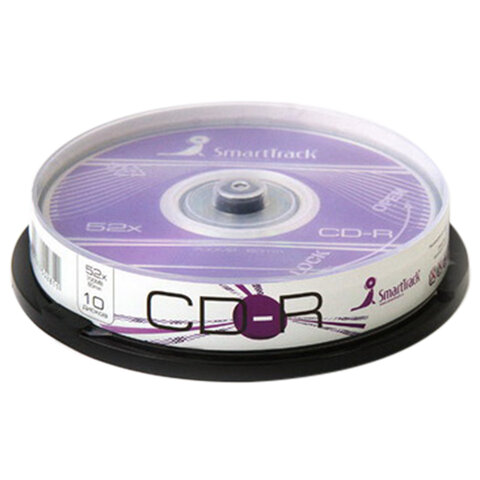 Диски CD-R SMARTTRACK, 700 Мб 52x Cake Box (упаковка на шпиле), КОМПЛЕКТ 10 шт., ST000148 - фото 1