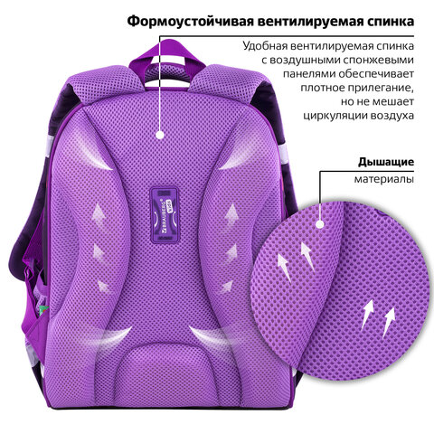 Ранец BRAUBERG KIDS START, 1 отделение, 2 кармана, "Sweet cheeks", велюровая панель, 35х26х13см, 272093 - фото 12