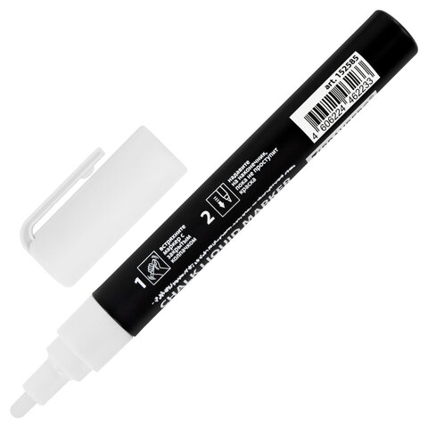 Маркер меловой CHALK LIQUID MARKER, БЕЛЫЙ, 3 мм, стираемый, BRAUBERG "CHALK", 152585 - фото 3