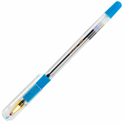 Ручка шариковая с грипом BRAUBERG "X-ONE", СИНЯЯ, корпус прозрачный, узел 0,5 мм, линия письма 0,35 мм, 143985 - фото 3