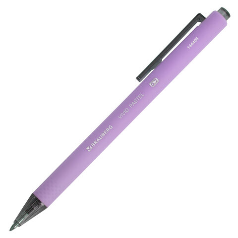 Ручки шариковые автоматические BRAUBERG "VIVID PASTEL", СИНИЕ, НАБОР 4 ШТУКИ, soft-touch, пишущий узел 0,7 мм, линия письма 0,35 мм, 144408 - фото 5