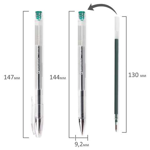 Ручка гелевая BRAUBERG "Jet", ЗЕЛЕНАЯ, корпус прозрачный, узел 0,5 мм, линия письма 0,35 мм, 141021 - фото 8