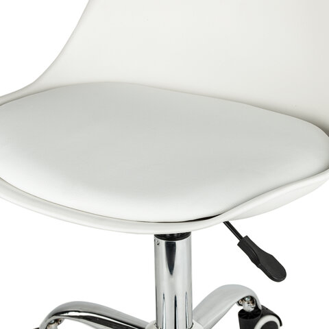 Кресло стул BRABIX "Eames MG-310 CH", хром, пластик белый, экокожа белая, 532923 - фото 8