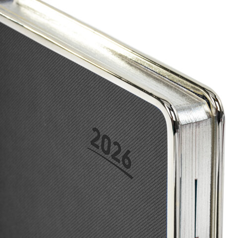 Ежедневник датированный 2026 А5 148х218 мм, GALANT "Infinity Silver", под кожу, серый, 117499 - фото 4