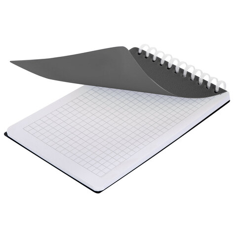 Блокнот МАЛЫЙ ФОРМАТ А6, 60 л., силиконовый гребень, обложка пластик, клетка, BRAUBERG, серый, 117566 - фото 3