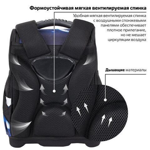 Ранец ЮНЛАНДИЯ WISE, 1 отделение, 3 кармана, устойчивое дно, Space driver, 37х29х15 см, 273163 - фото 12