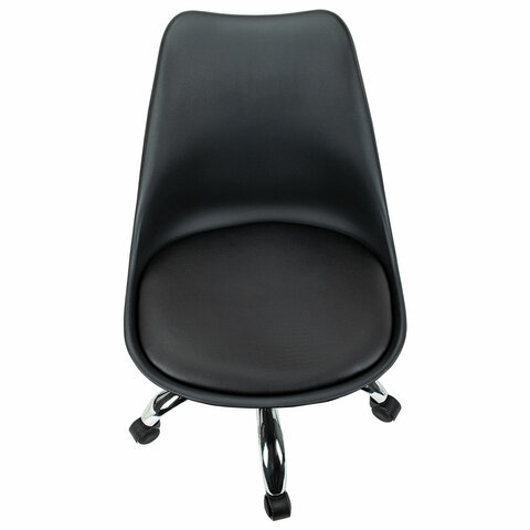 Кресло стул BRABIX "Eames MG-310 CH", хром, пластик черный, экокожа черная, 532925 - фото 7