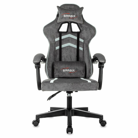 Кресло компьютерное BRABIX "Shooter GM-123", 2 подушки, ткань, серое, 533192 - фото 3