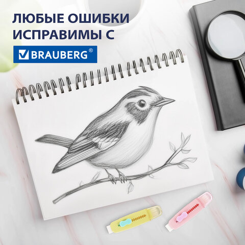 Ластики выдвижные с кистью 2 в 1 BRAUBERG "Slider Duo", НАБОР 4 ШТУКИ, 85х21х15 мм, пастельные цвета ассорти, блистер, 271993 - фото 13