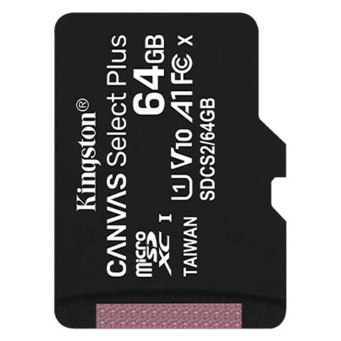 Карта памяти microSDXC 64 ГБ, KINGSTON Canvas Select Plus, UHS-I, 100 Мб/с (class 10), SDCS2/64GBSP - фото 1
