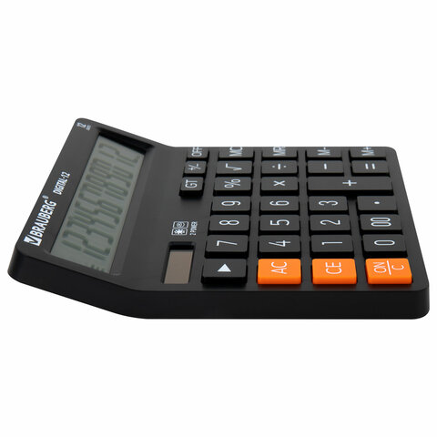 Калькулятор настольный BRAUBERG DIGITAL-12-BK (151х152 мм), 12 разрядов, двойное питание, ЧЕРНЫЙ, 272968 - фото 5