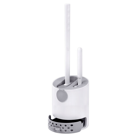 Ершик для унитаза силиконовый (плоский) + щеточка, напольный / настенное крепление, LAIMA, 700561 - фото 3