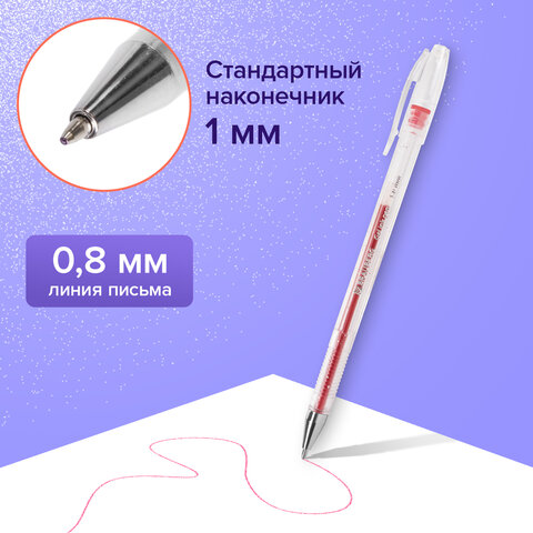 Ручки гелевые BRAUBERG "Jet", НАБОР 6 ЦВЕТОВ, БЛЕСТКИ, узел 1 мм, линия письма 0,8 мм, 141030 - фото 18