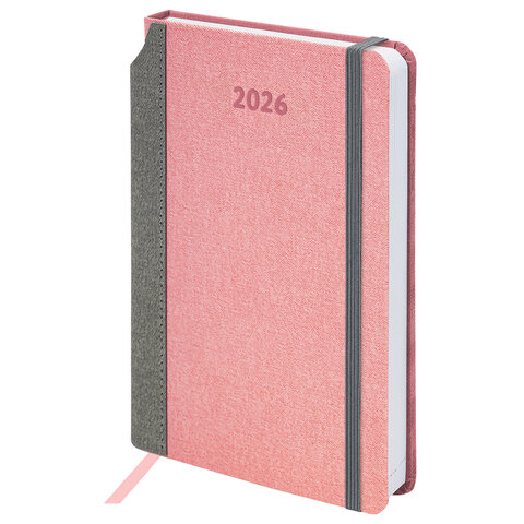 Ежедневник датированный 2026 А5 138x213 мм, BRAUBERG "Mosaic", под кожу, карман для ручки, розовый, 117115 - фото 2