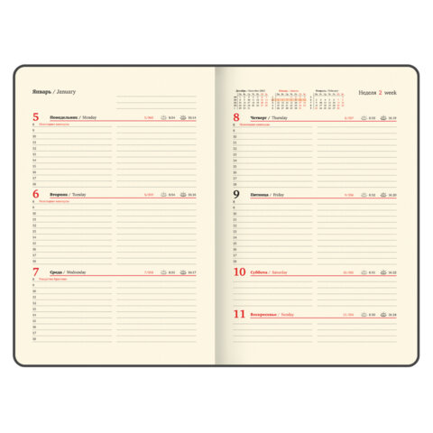 Еженедельник датированный 2026 А5 145х215 мм, BRAUBERG "Augustus", под кожу, розовый, 117163 - фото 11