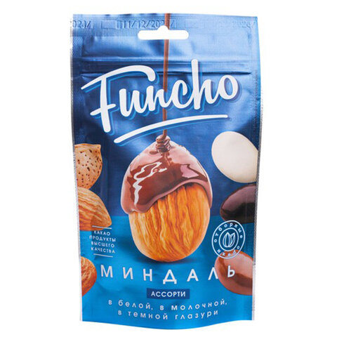 Миндаль в белой, молочной и темной глазури FUNCHO ассорти, 100 г, 26608 - фото 1