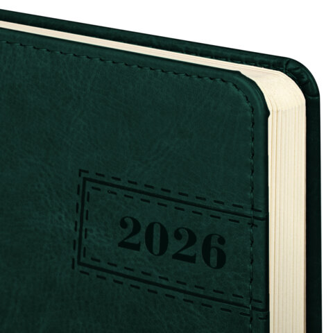 Ежедневник датированный 2026 А5 138x213 мм, BRAUBERG "Imperial", под кожу, темно-зеленый, 117066 - фото 3