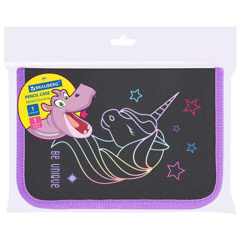 Пенал BRAUBERG с наполнением, 1 отделение, 1 откидная планка, 24 предмета, 21х14 см, "Radiant unicorn", 273532 - фото 8