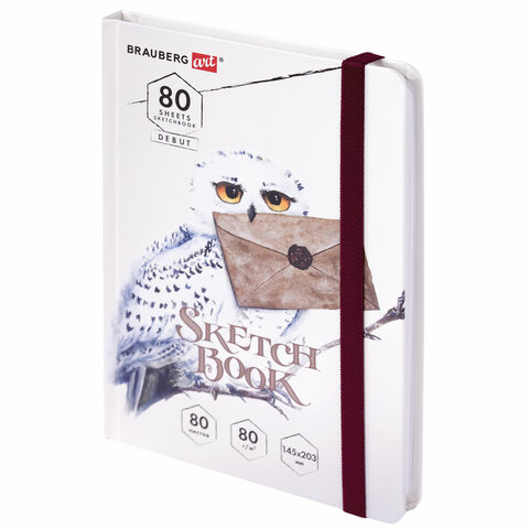 Скетчбук, белая бумага 80 г/м2, 145х203 мм, 80 л., резинка, твердый, BRAUBERG ART DEBUT "Хогвартс", 114581 - фото 2