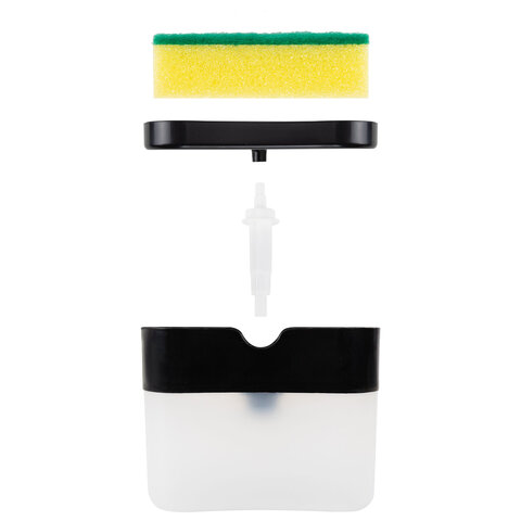 Диспенсер/дозатор для моющего средства, органайзер + губка, ЧЕРНЫЙ, 7х14х11 см, ЛЮБАША, 700040 - фото 4