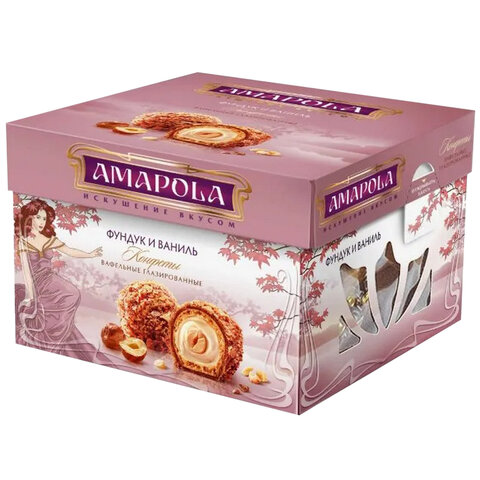 Конфеты глазированные AMAPOLA "Фундук и Ваниль" вафельные 100 г - фото 2