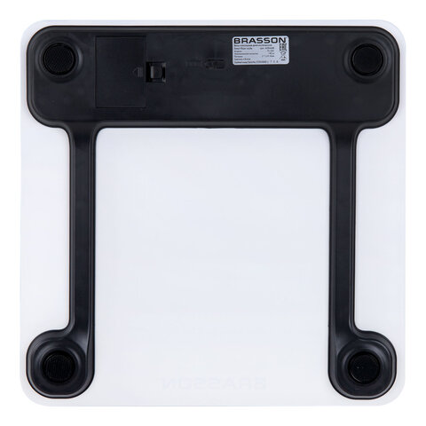 Весы напольные BRASSON (БРАССОН) FS-28С, 28x28 см, электронные, LED-дисплей, до 180 кг, стекло, белые, 458448 - фото 4