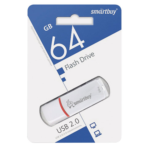 Флеш-память Smartbuy Crown, 64Gb, USB 2.0, бел, SB64GBCRW-W - фото 3