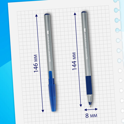 Ручки шариковые с грипом BRAUBERG "i-STICK POINT", НАБОР 6+2 ШТ., СИНИЕ, линия письма 0,35 мм, блистер, 144026 - фото 13
