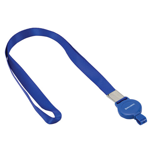 Держатель-рулетка для бейджей 70 см, с лентой 45 см, синий, BRAUBERG EXTRA, 238837 - фото 1