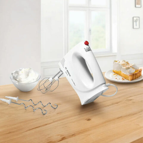 Миксер BOSCH MFQ3010, 300 Вт, 2 скорости, 2 венчика, 2 крюка для теста, белый - фото 7