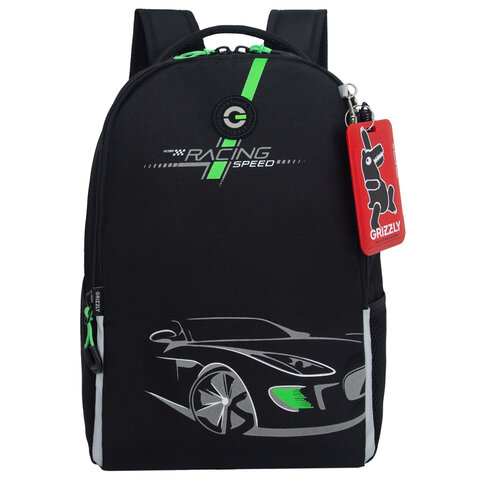 Рюкзак GRIZZLY школьный, жёсткая спинка, 2 отделения, для мальчиков, "RACING SPEED", 38х29х16 см, RB-551-4/1 - фото 2
