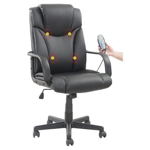 Кресло офисное BRABIX "Relax MS-001", 4 массажных модуля, экокожа, черное, 532519 - фото 1