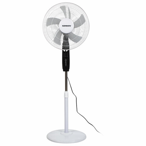 Вентилятор напольный, 3 режима, пульт ДУ, SONNEN TF-45W-40-520, d=40 см, 45 Вт, белый, 454788, FS-40-520 - фото 1