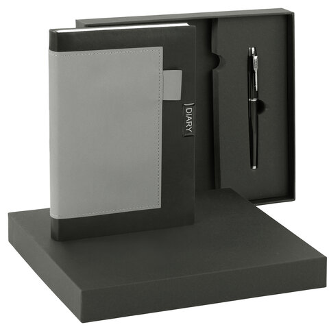 Ежедневник в наборе с ручкой А5, 144x210 мм, BRAUBERG "Style" под кожу, 160 листов, черный, 116860 - фото 7